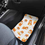 Brown Pomeranian Pattern Front And Back Car Mats