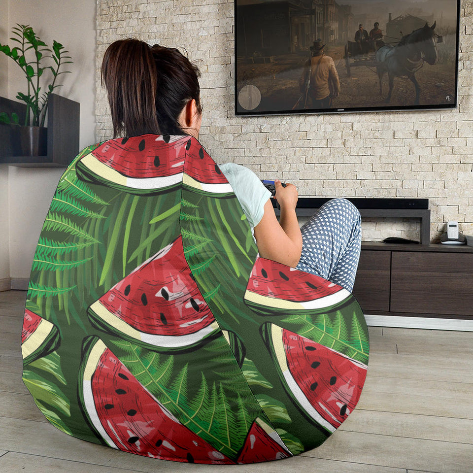 Watermelons Tropical Palm Leaves Pattern Background Bean Bag Cover