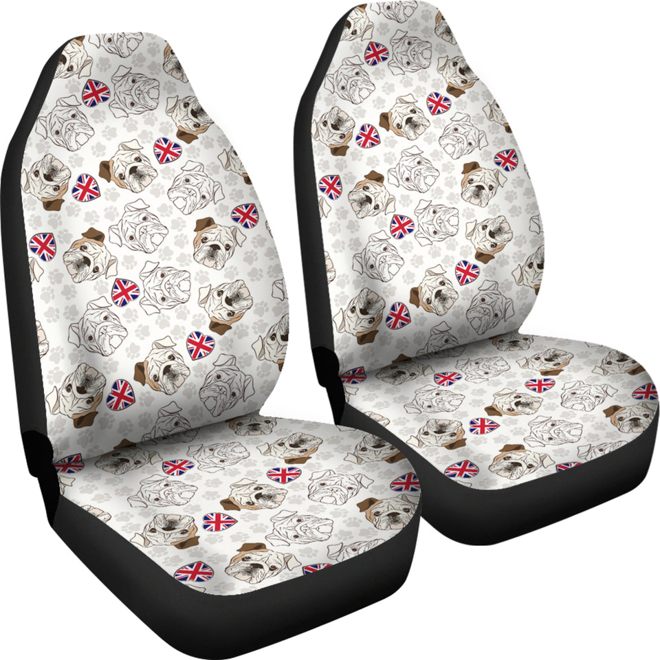 English Bulldog Pattern Print Design 01 Universal Fit Car Seat Covers