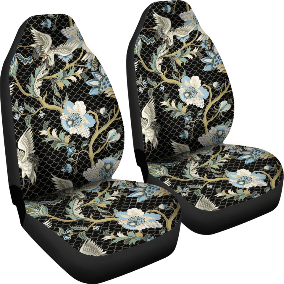 Japanese Crane Ornament Elements Universal Fit Car Seat Covers