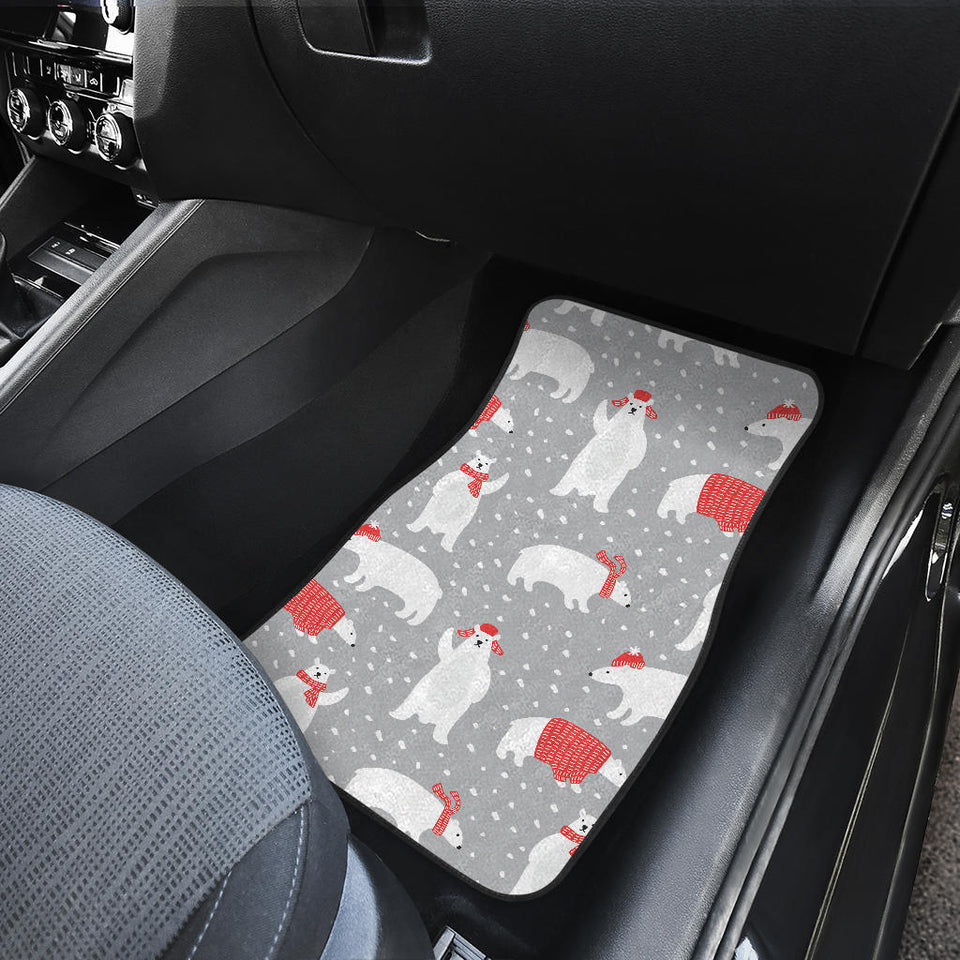 Cute Polar Bear Christmas Snow Pattern Front And Back Car Mats