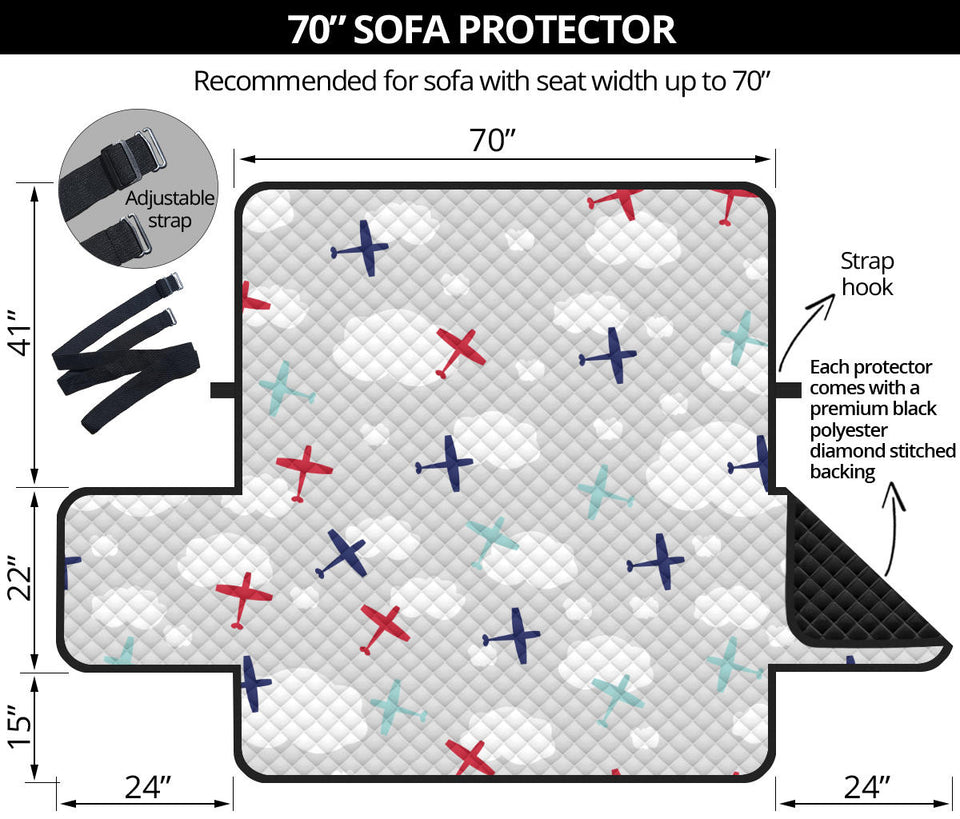 Airplane cloud grey background Sofa Cover Protector