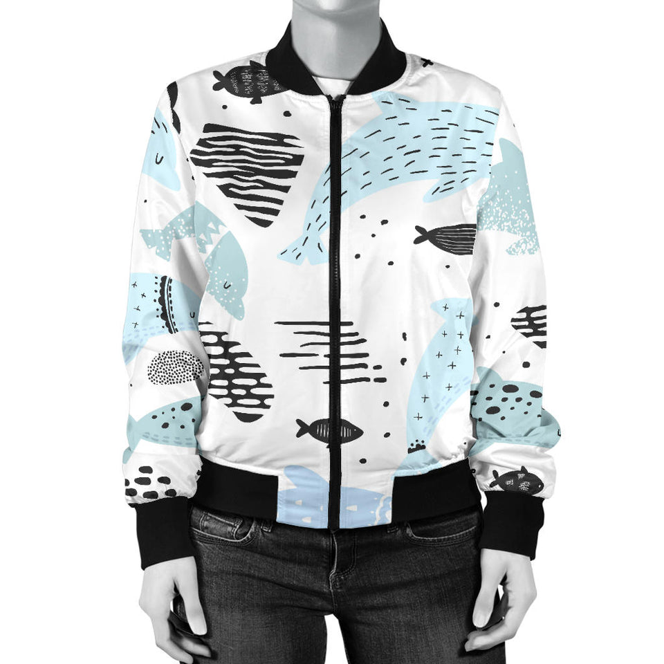 Cute Dolphins Childish Style Pattern Women'S Bomber Jacket