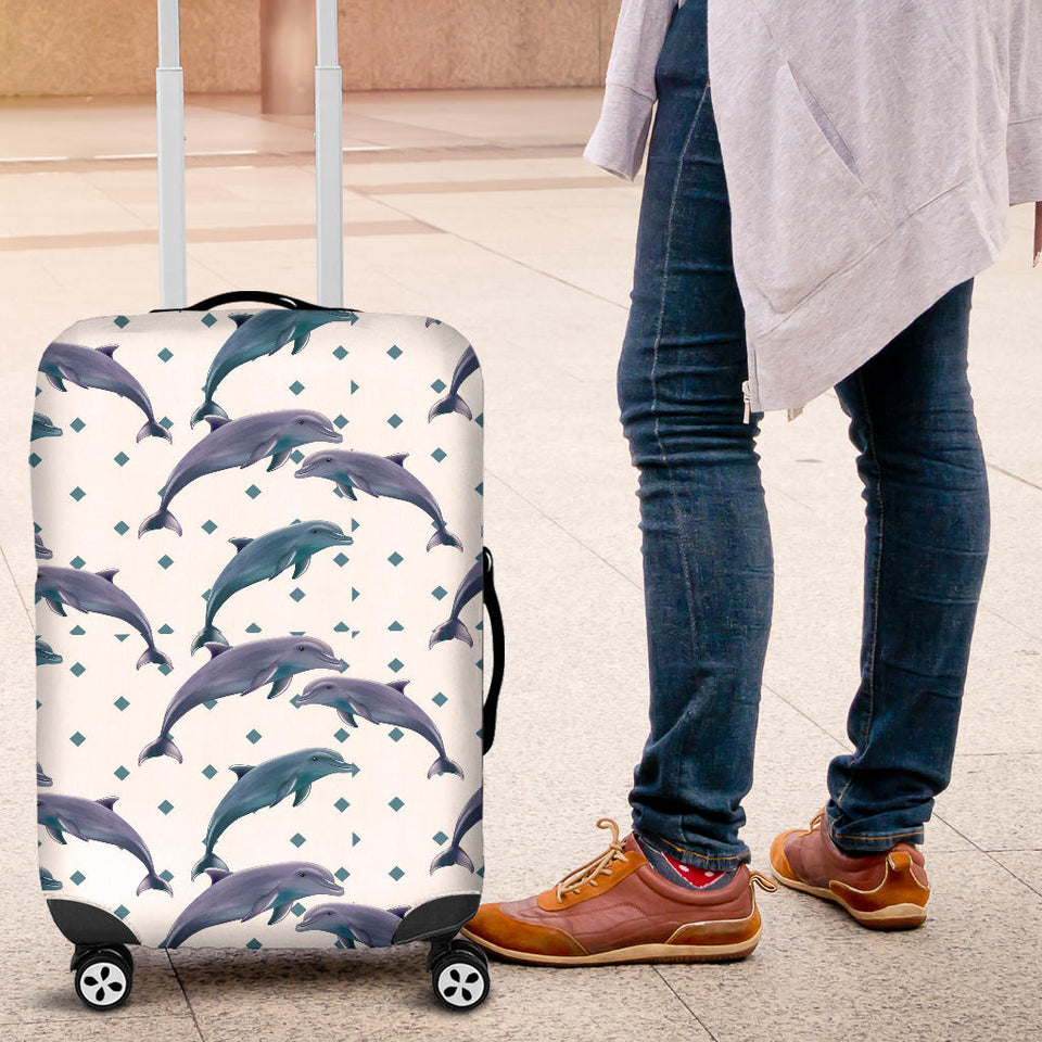 Dolphins Pattern Dotted Background Luggage Covers