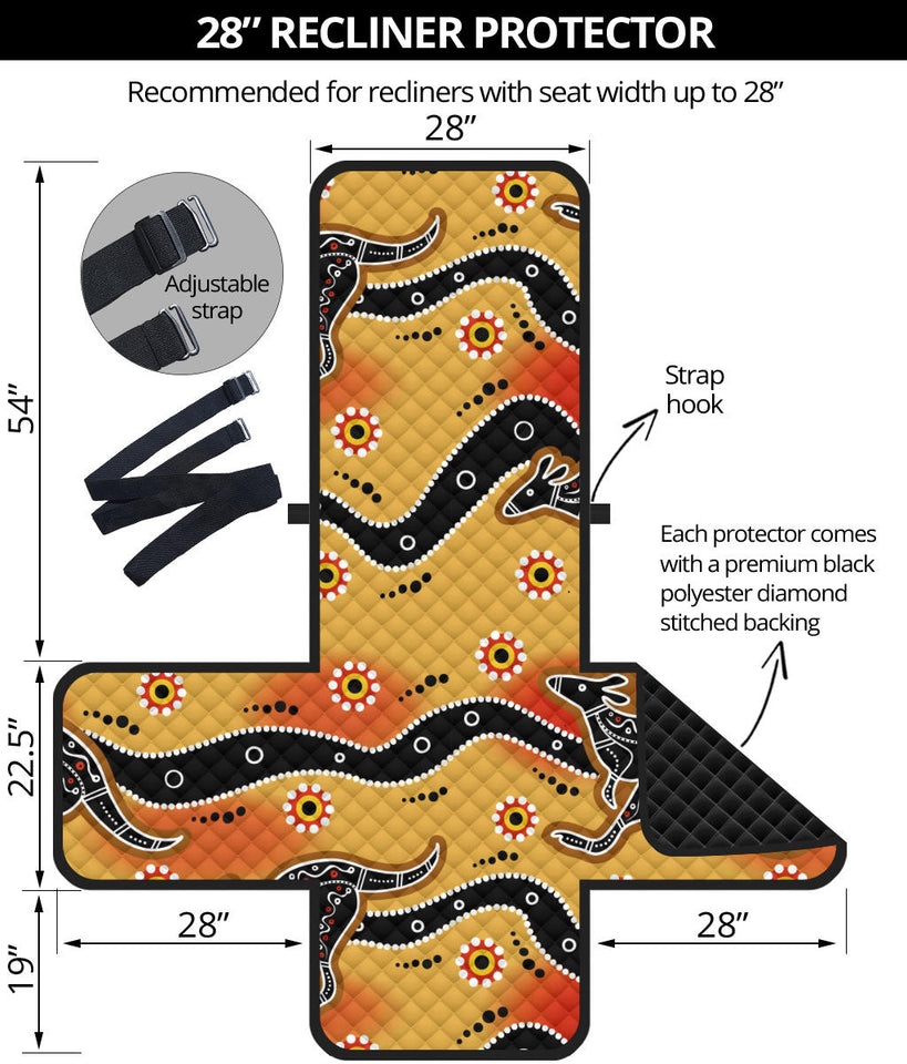 Kangaroo Australian aboriginal art pattern Recliner Cover Protector