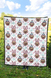 Cute Pug Hat Rabbit Costume Pattern Premium Quilt