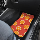 Oranges Pattern Red Background Front And Back Car Mats