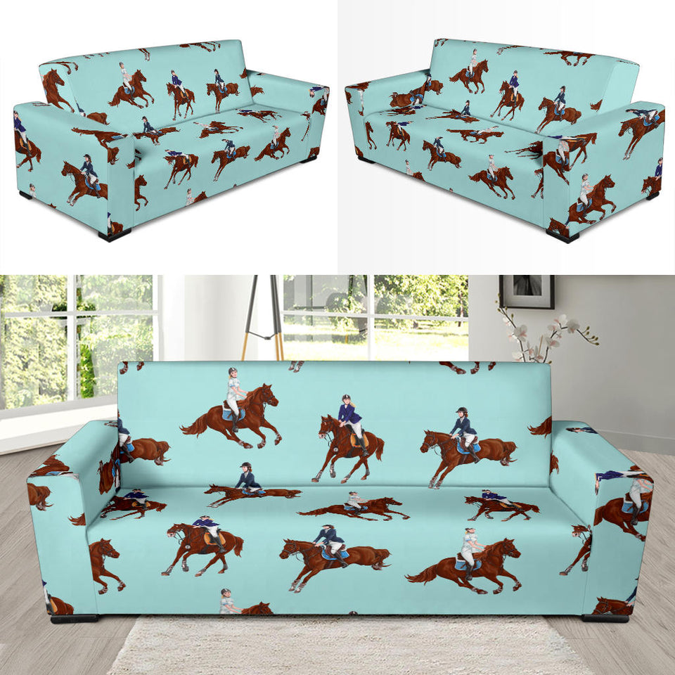 Horses Running Horses Rider Pattern Sofa Slipcover