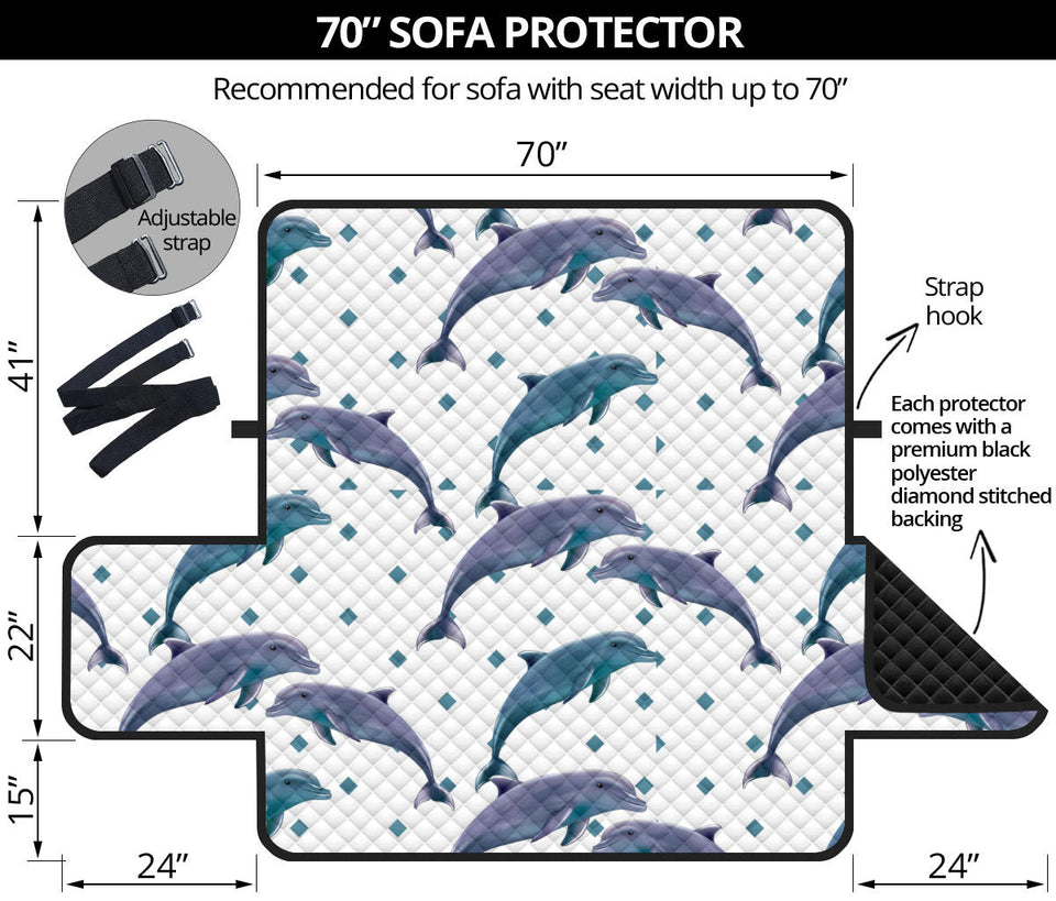 Dolphins pattern dotted background Sofa Cover Protector