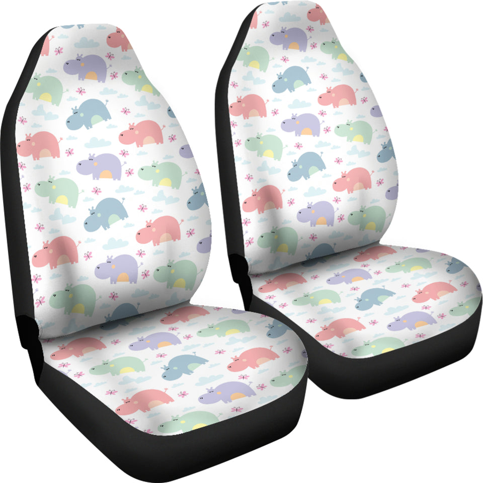 Hippopotamus Pattern Print Design 03 Universal Fit Car Seat Covers