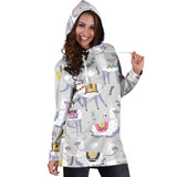 Cute Llama Alpaca Pattern Women'S Hoodie Dress