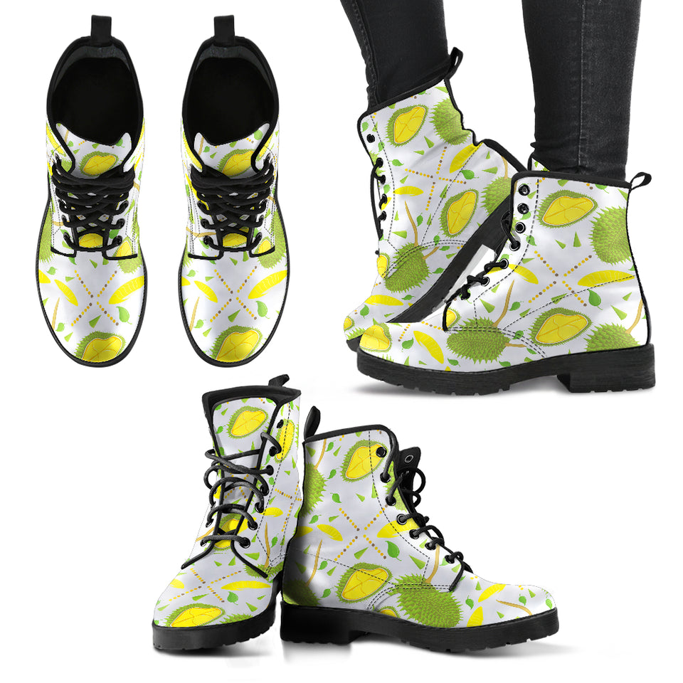 Durian Pattern Background Leather Boots