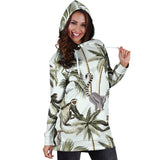 Monkey Sloth Lemur Palm Trees Pattern Women'S Hoodie Dress
