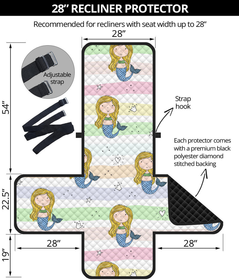 Cute hand drawn mermaid Recliner Cover Protector