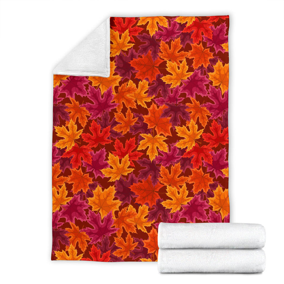 Autumn Maple Leaf Pattern Premium Blanket