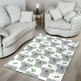 Hand Drawn Koala Leaves Pattern Area Rug