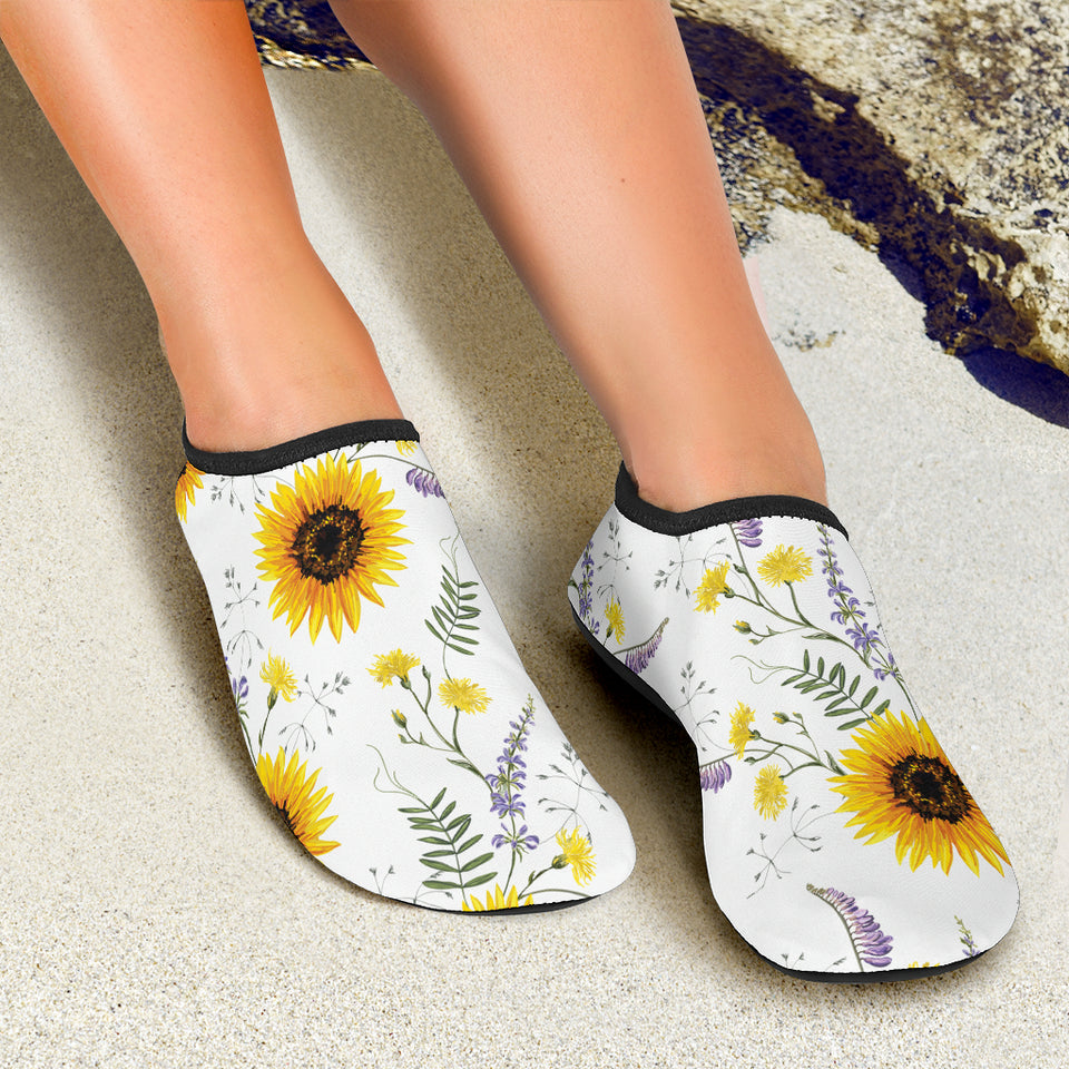 Beautiful Sunflowers Pattern Aqua Shoes