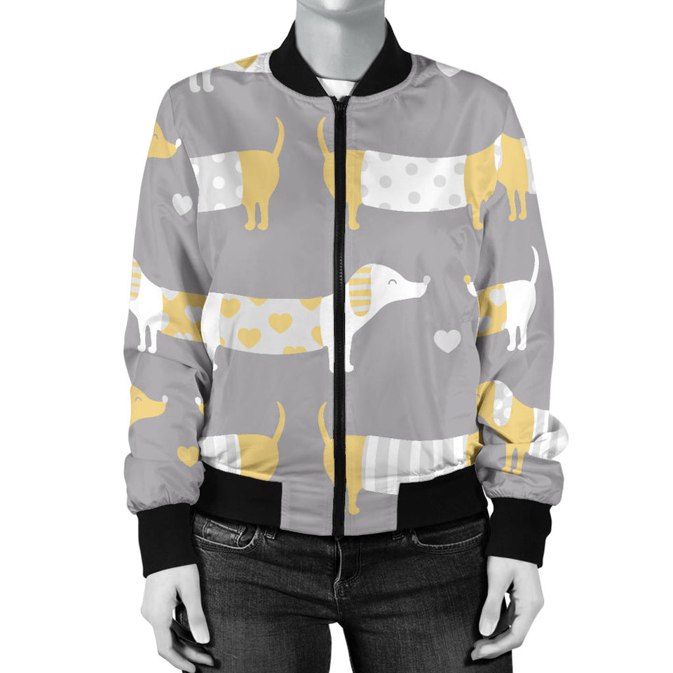Cute Dachshund Dog Pattern Women'S Bomber Jacket