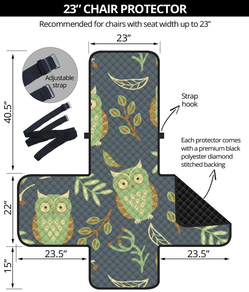 Cute owls leaves pattern Chair Cover Protector