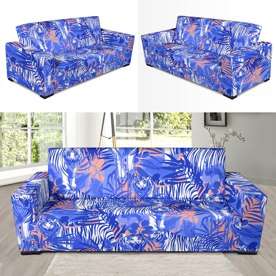 White Bengal Tigers Pattern Sofa Slipcover