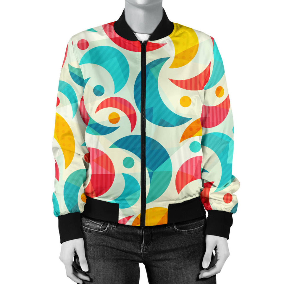 Colorful Moon Pattern Women'S Bomber Jacket