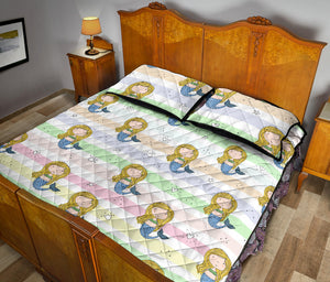 Cute hand drawn mermaid Quilt Bed Set