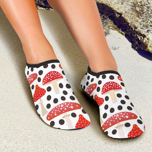 Red Mushroom Dot Pattern Aqua Shoes