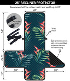 heliconia flowers, palm and monstera leaves on black background pattern Recliner Cover Protector