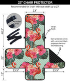 Beautiful flamingo tropical palm leaves hibiscus pateern background Chair Cover Protector
