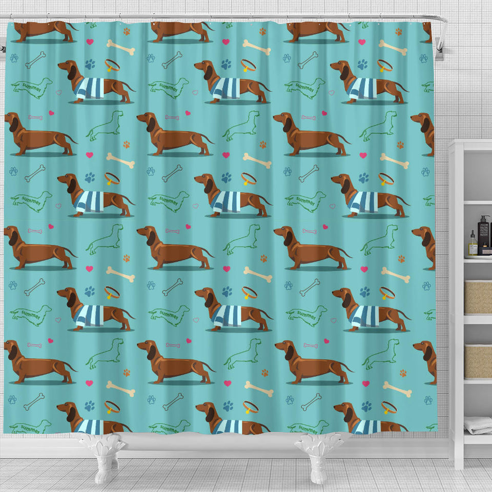Dachshund Decorative Background Shower Curtain Fulfilled In US