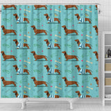 Dachshund Decorative Background Shower Curtain Fulfilled In US