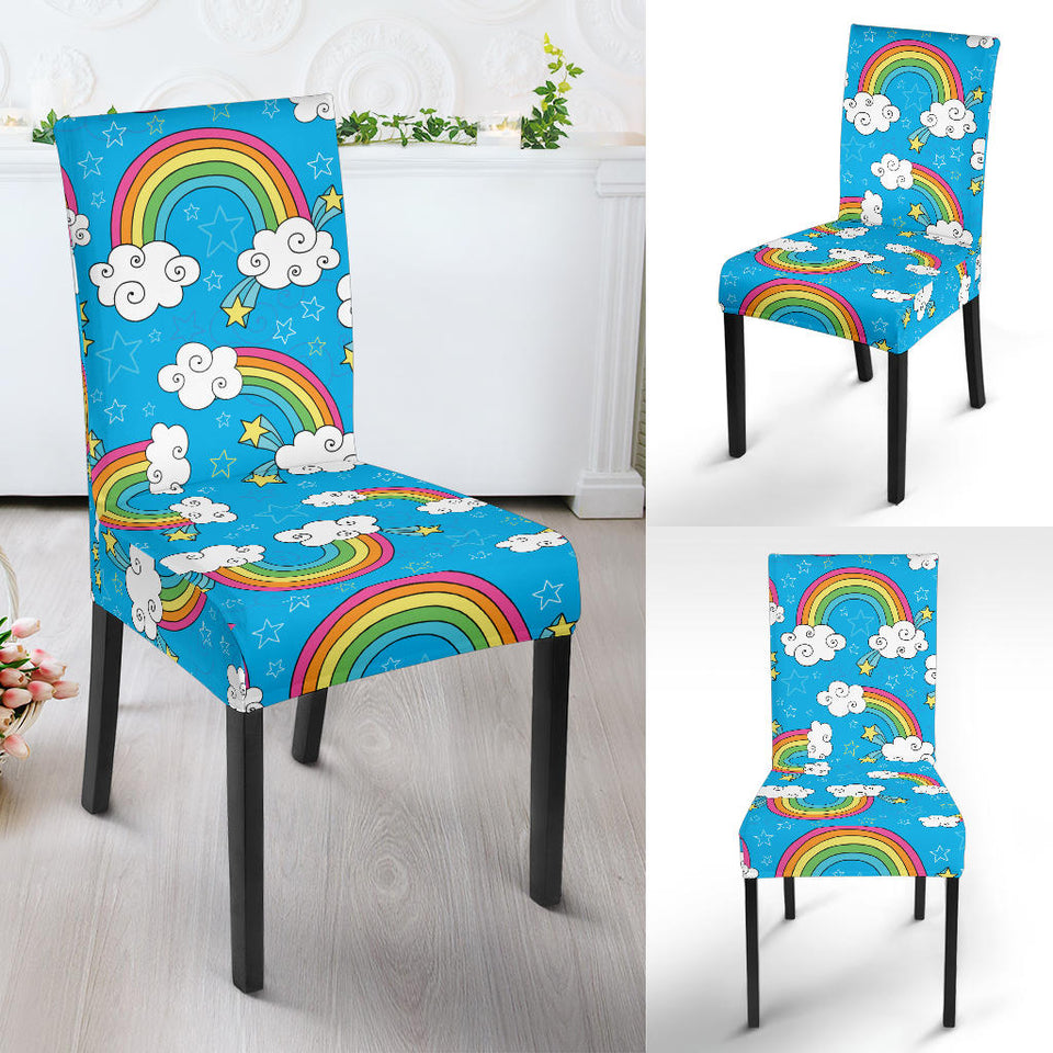 Rainbows Sky Clouds Pattern Dining Chair Slipcover