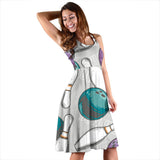 Bowling Ball And Pin Gray Background Sleeveless Midi Dress