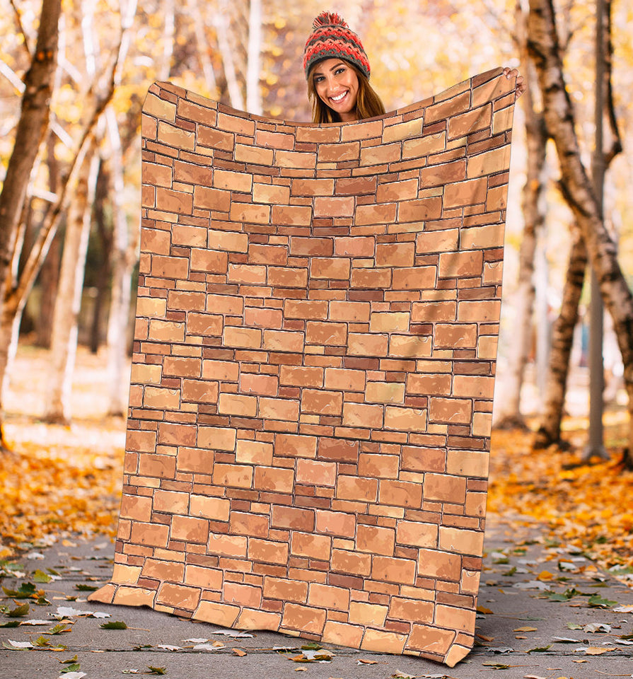 Brick Printed Pattern Print Design 04 Premium Blanket