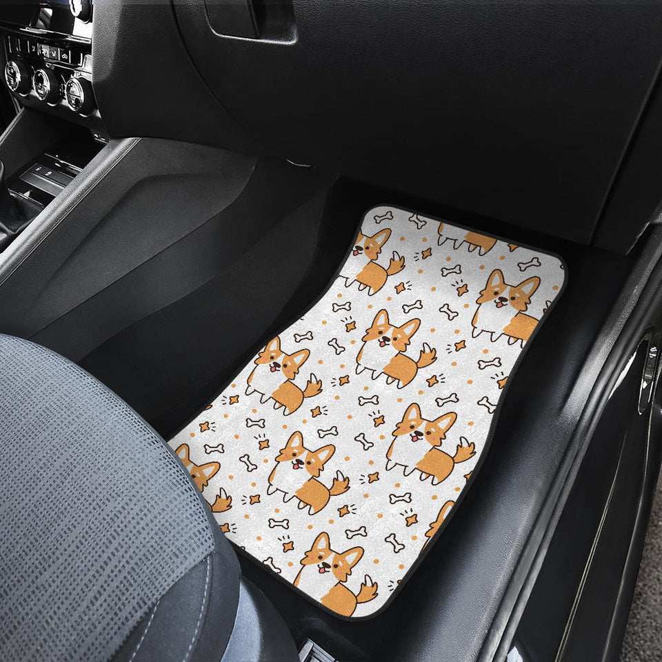 Cute Corgi Heart Star Bone Pattern Front And Back Car Mats