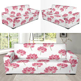 Pink Lotus Waterlily Pattern Sofa Slipcover