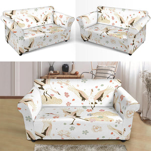 Beautiful Japanese Cranes Pattern Loveseat Couch Slipcover