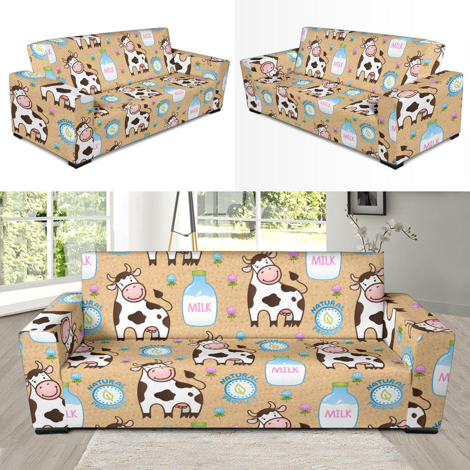 Cow Bottle Of Milk Pattern Sofa Slipcover