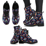 Colorful Mushroom Pattern Leather Boots