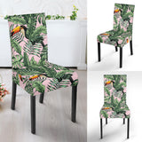 Toucan Tropical Green Jungle Palm Pattern Dining Chair Slipcover