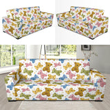 Teddy Bear Pattern Print Design 01  Sofa Slipcover