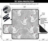 white swan gray background Sofa Cover Protector