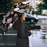 White Swan Blooming Flower Pattern Umbrella