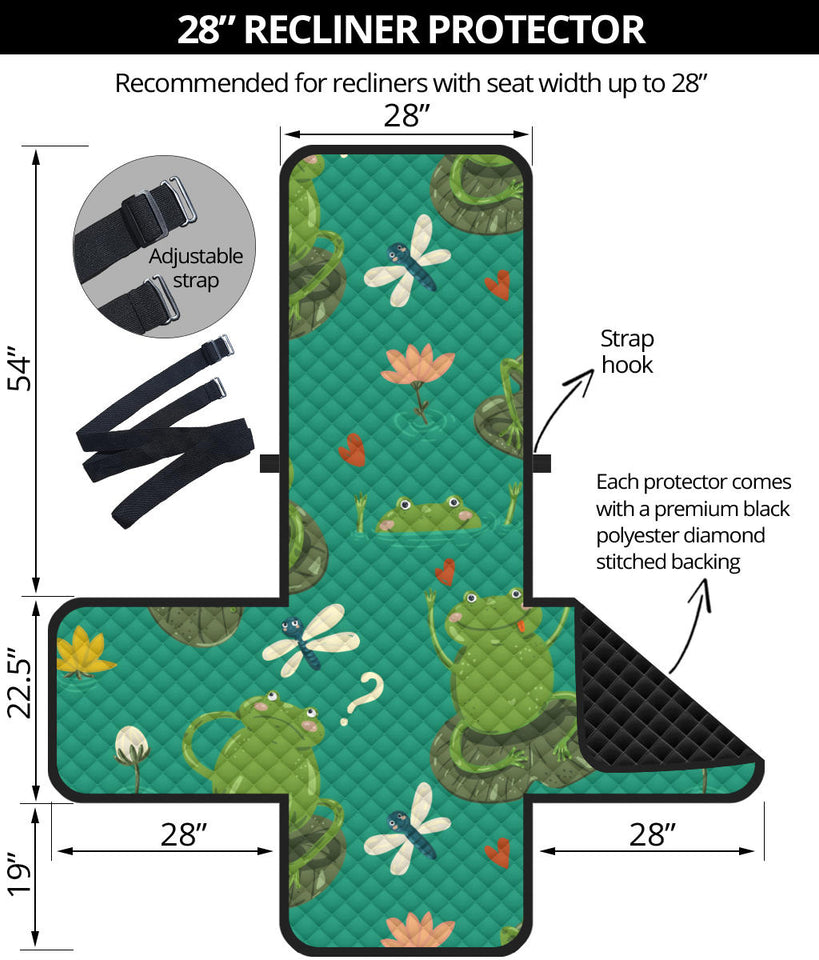 Cute frog dragonfly design pattern Recliner Cover Protector