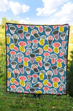 Colorful Mushroom Design Pattern Premium Quilt