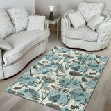 Dragonfly Butterfly Plants Insect Flower Vintage Style Pattern Area Rug