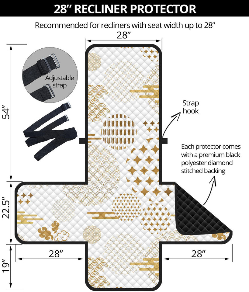 Beautiful gold japanese pattern Recliner Cover Protector