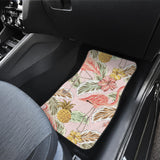 Pink Flamingo Birds Pineapples Hibiscus Flower Pattern Front And Back Car Mats
