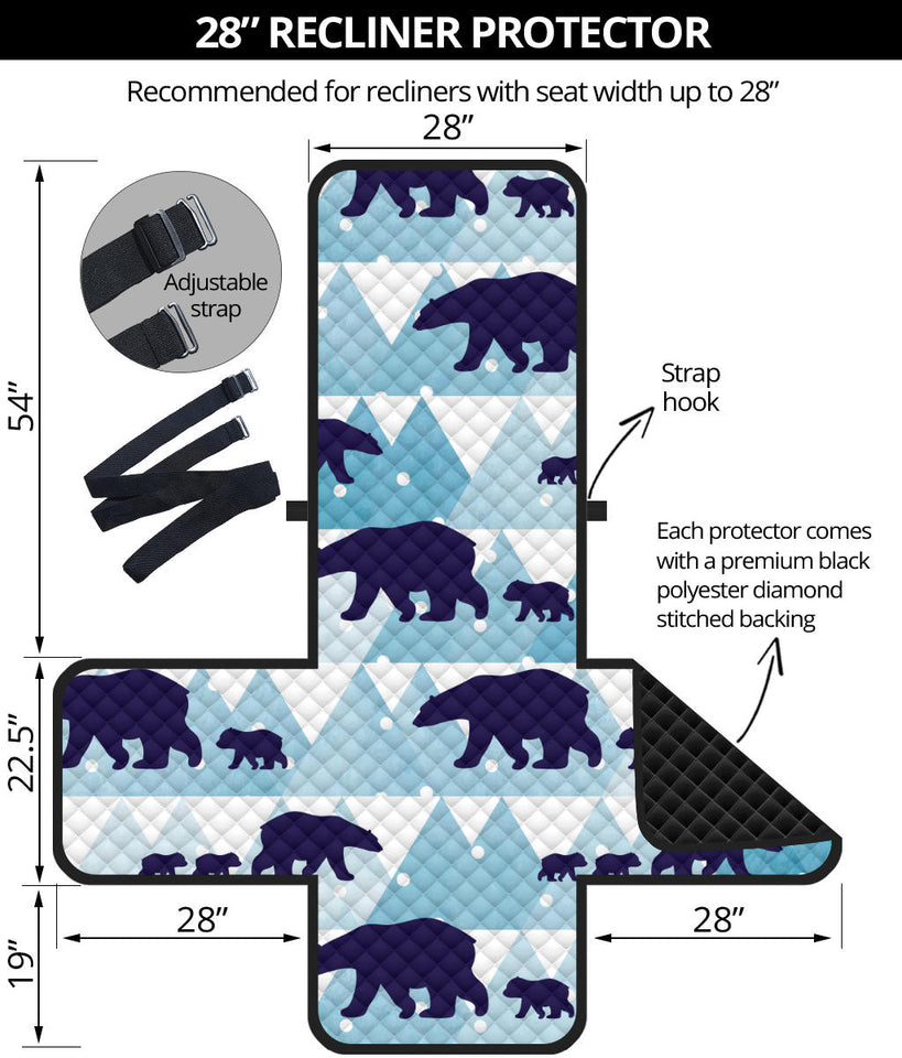 polar bear winter snow pattern Recliner Cover Protector