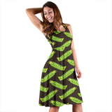 Green Peas Pattern Print Design 05 Sleeveless Midi Dress